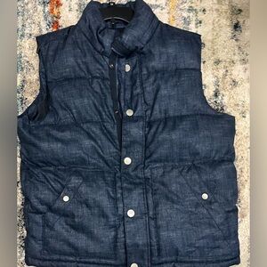 Old Navy Quilted Denim-Look Puffer Hood Navy Full Zip Unisex Adult L (No Hood)